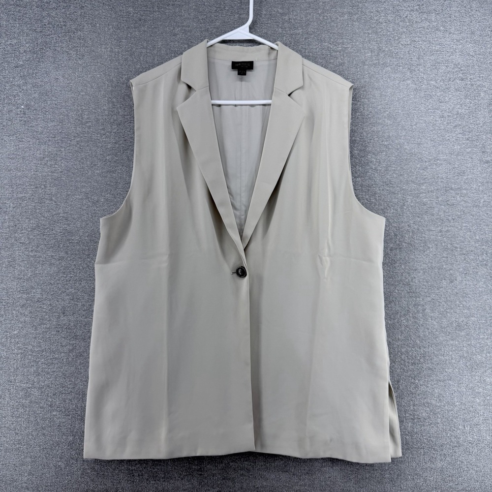 J Jill Wearever Collection Blazer Vest Women Size Large Beige